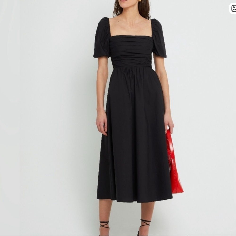 O.P.T. River Midi Dress Cotton Poplin Stretch Black Size XS
